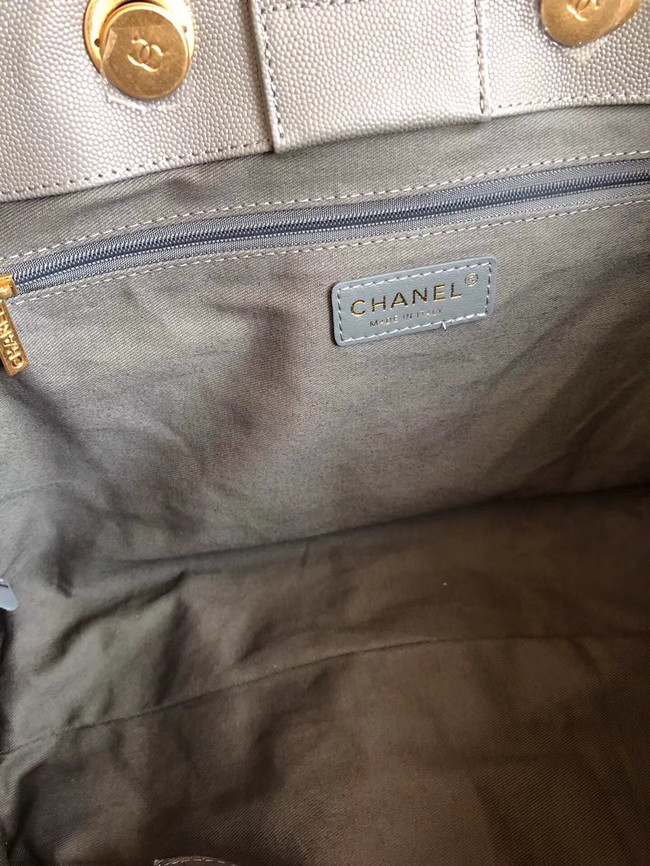 Chanel large shopping bag Calfskin & Gold-Tone Metal A57974 grey
