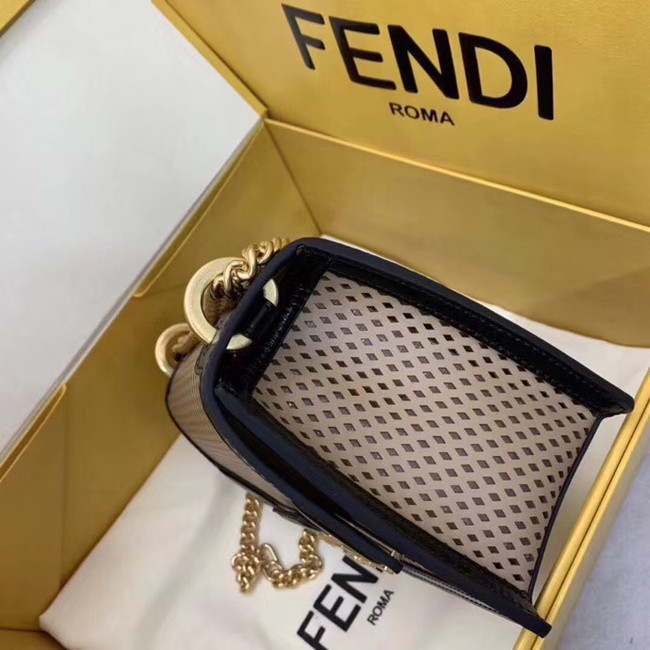 Fendi KAN U SMALL leather mini-bag 8BT312 black&apricot