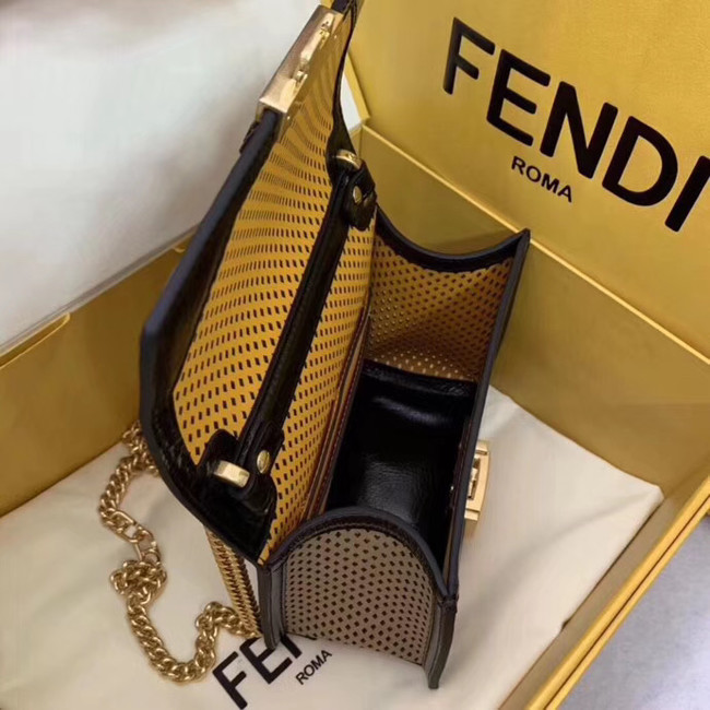 Fendi KAN U SMALL leather mini-bag 8BT312 black&apricot