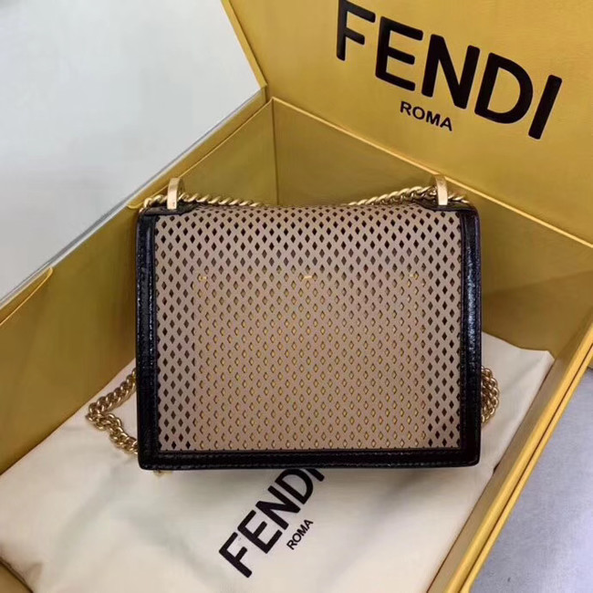 Fendi KAN U SMALL leather mini-bag 8BT312 black&apricot