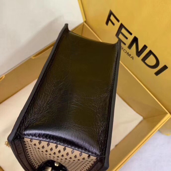 Fendi KAN U SMALL leather mini-bag 8BT312 black&apricot