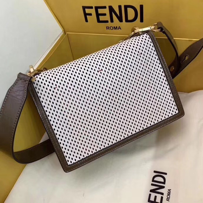 Fendi KAN U leather bag 8BT313 Khaki&white