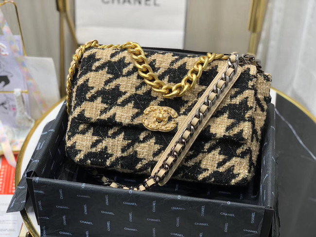 CHANEL 19 Flap Bag AS1161 Black&apricot