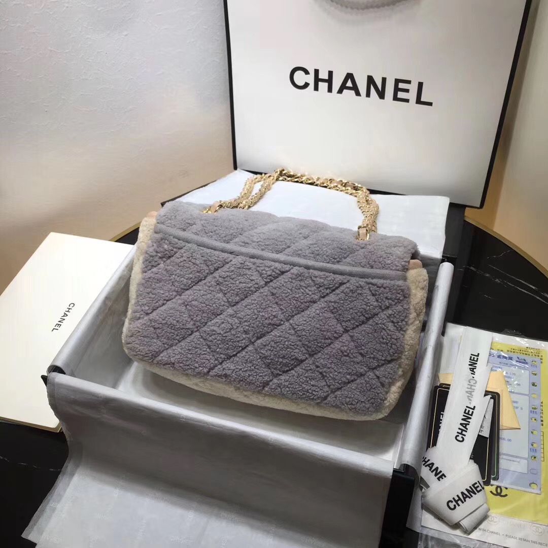 Chanel Classic Shoulder Bag Original Wool A57030 Gray&Pink