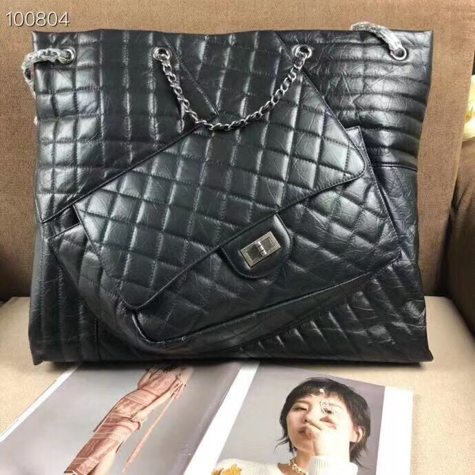 Chanel Original Sheepskin Leather Shopping bag C6352 Black