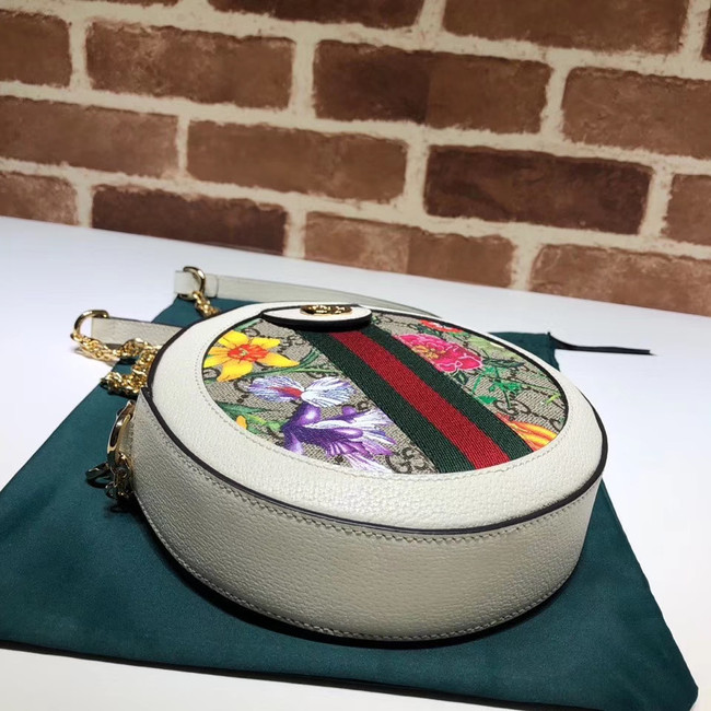 Gucci Ophidia series GG flower round Mini Shoulder Bag 550618 white