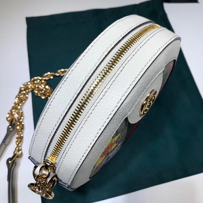 Gucci Ophidia series GG flower round Mini Shoulder Bag 550618 white