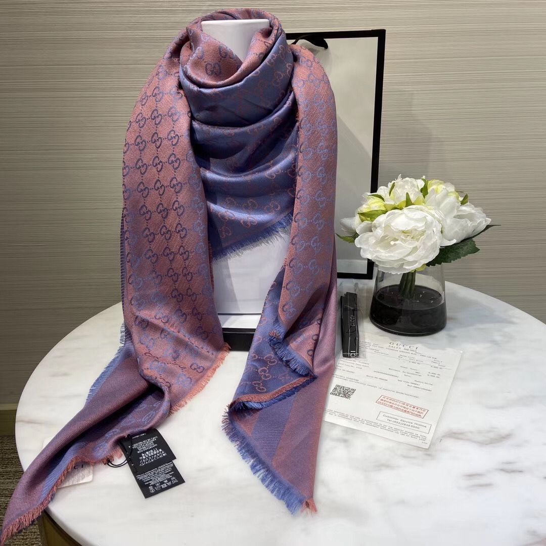 Gucci Cashmere Scarf GG9654 Blue