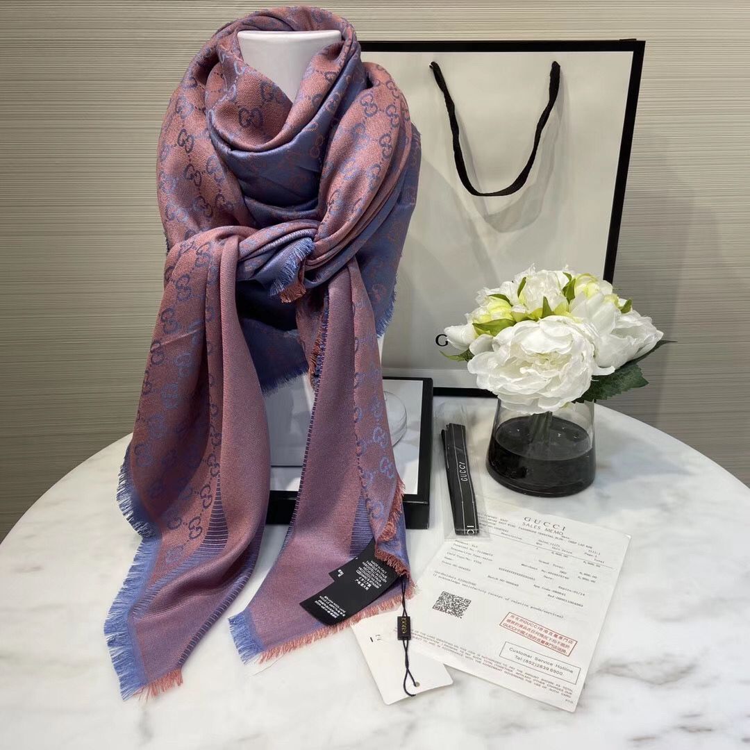 Gucci Cashmere Scarf GG9654 Blue