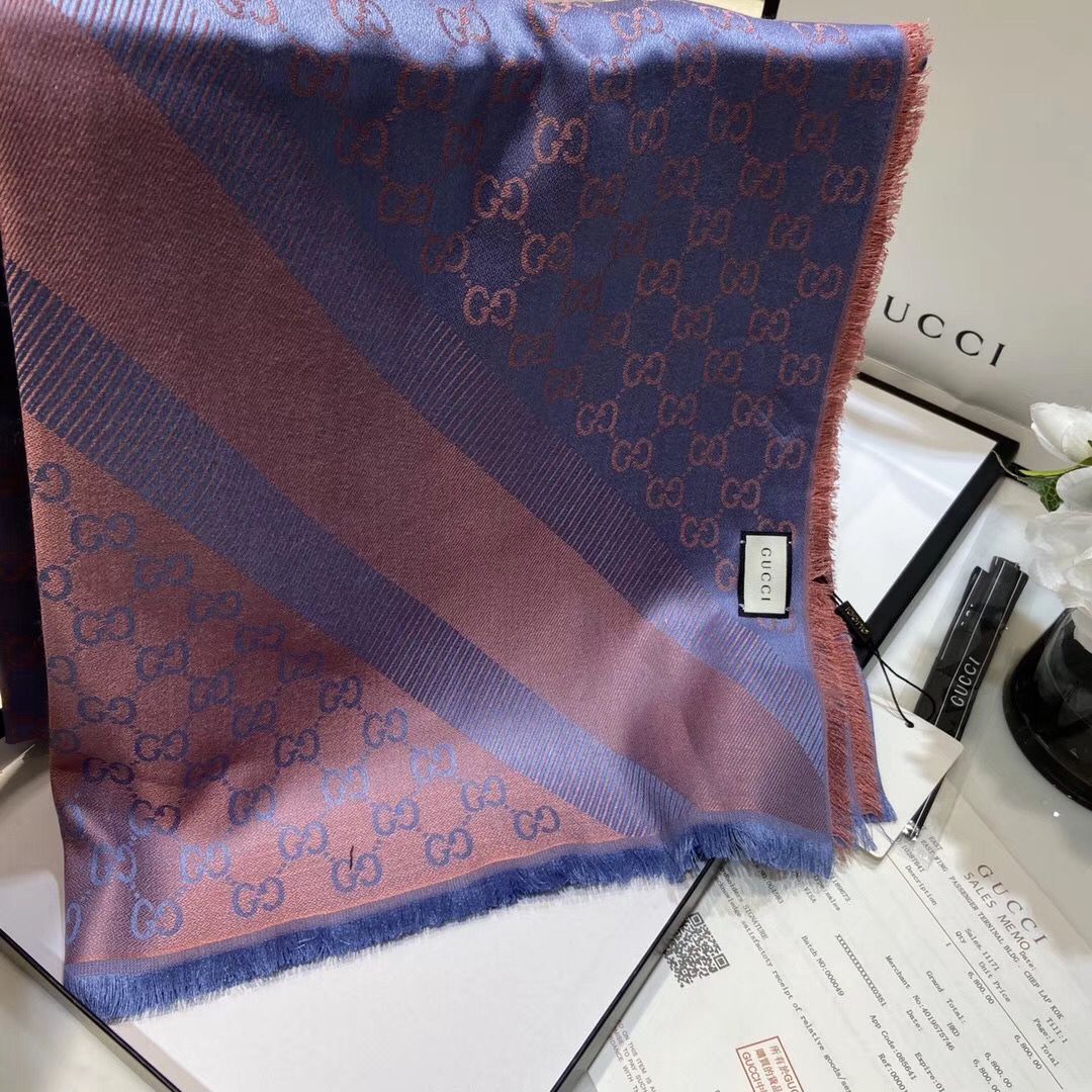 Gucci Cashmere Scarf GG9654 Blue