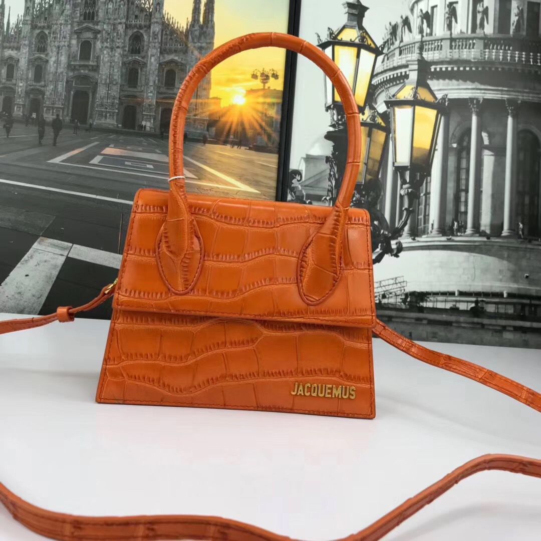 Jacquemus Original Leather Mini Top Handle Bag J8088 Orange