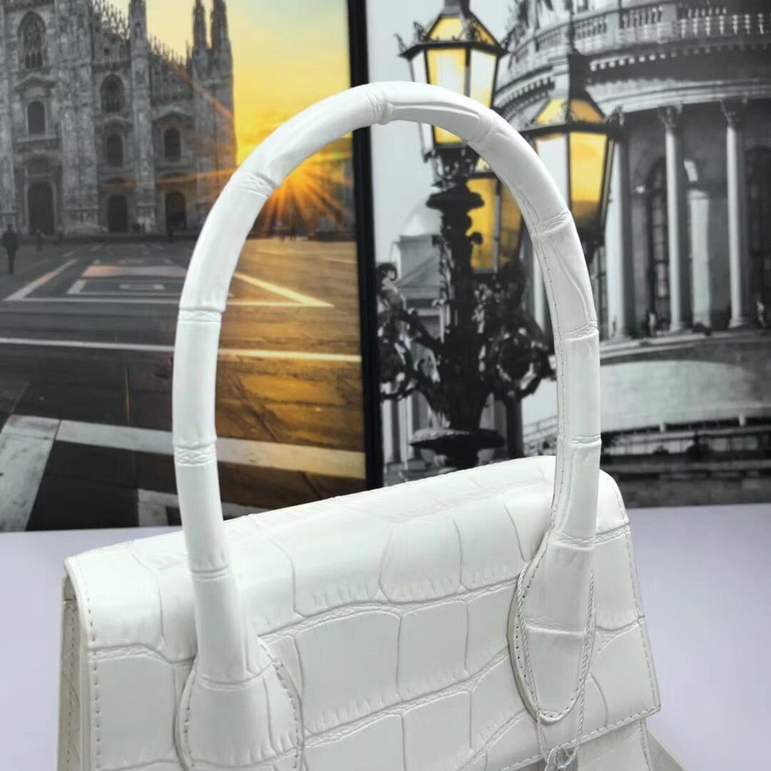 Jacquemus Original Leather Mini Top Handle Bag J8088 White