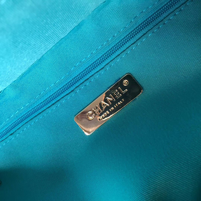 CHANEL zipped shopping bag AS0976 Turquoise