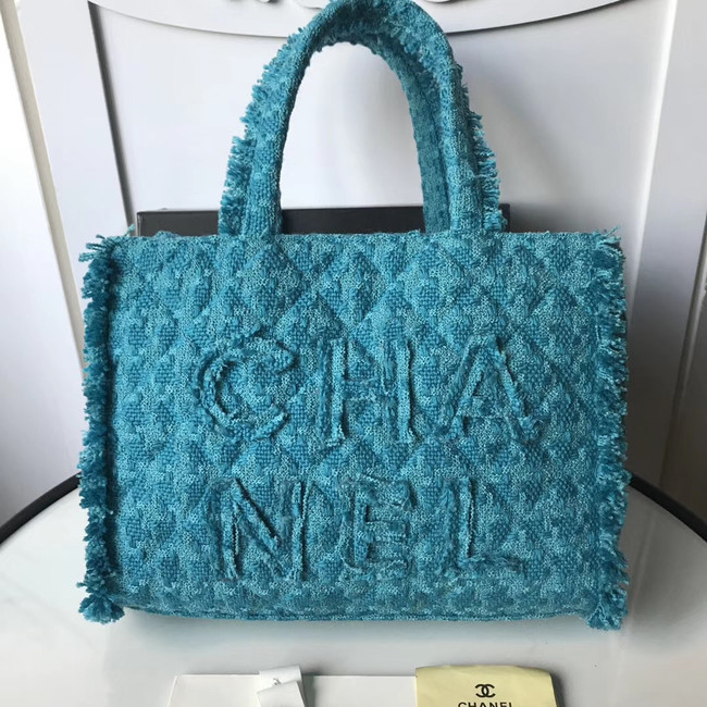 CHANEL zipped shopping bag AS0976 Turquoise