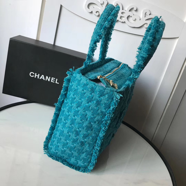 CHANEL zipped shopping bag AS0976 Turquoise