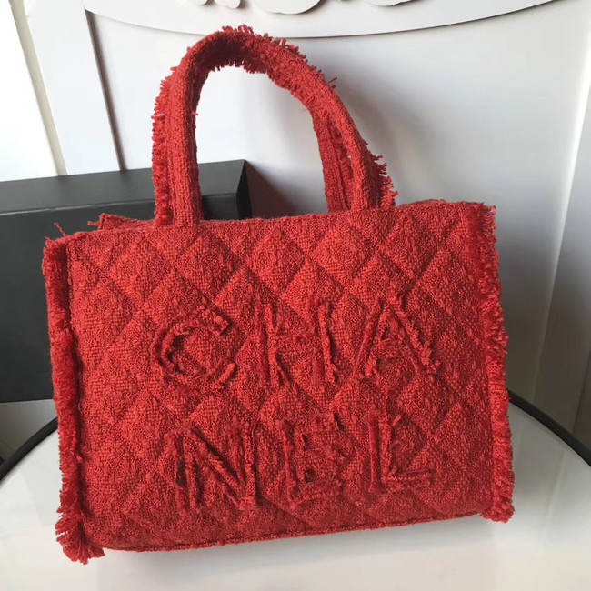 CHANEL zipped shopping bag AS0976 red