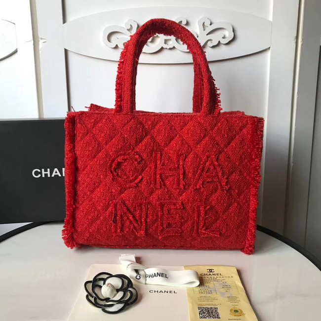 CHANEL zipped shopping bag AS0976 red