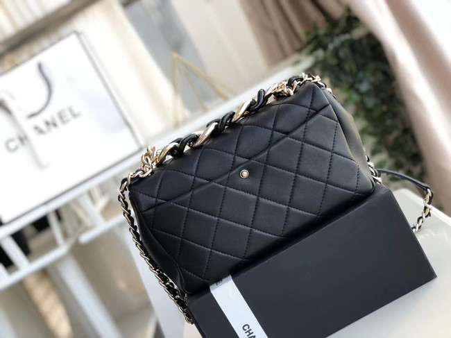 Chanel Lambskin Flap Bag &gold-Tone Metal AS1353 black