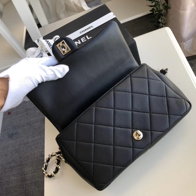 Chanel Lambskin Flap Bag &gold-Tone Metal AS1353 black