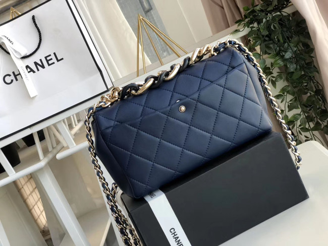 Chanel Lambskin Flap Bag &gold-Tone Metal AS1353 blue