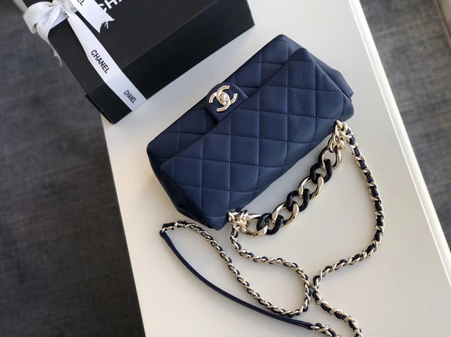 Chanel Lambskin Flap Bag &gold-Tone Metal AS1353 blue