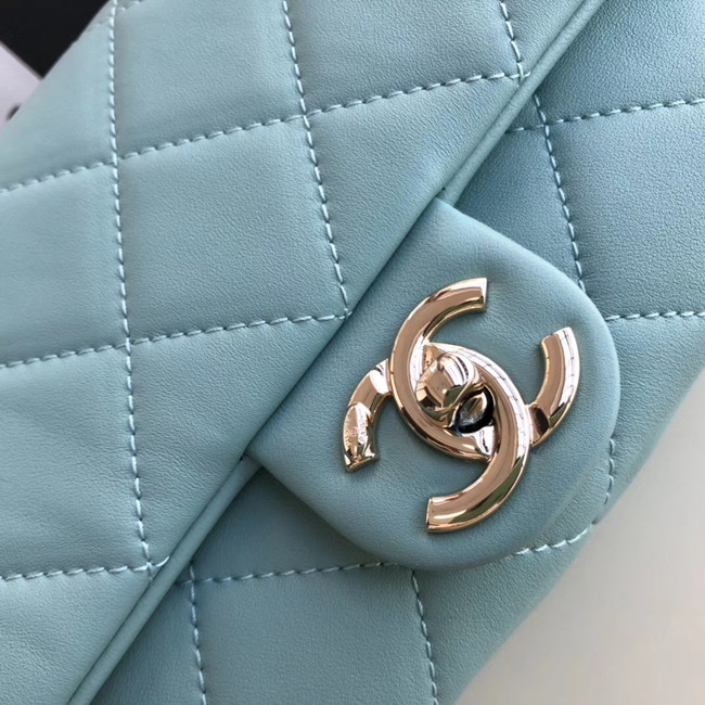 Chanel Lambskin Flap Bag &gold-Tone Metal AS1353 light blue