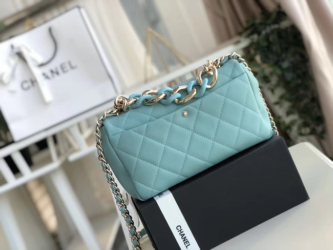 Chanel Lambskin Flap Bag &gold-Tone Metal AS1353 light blue