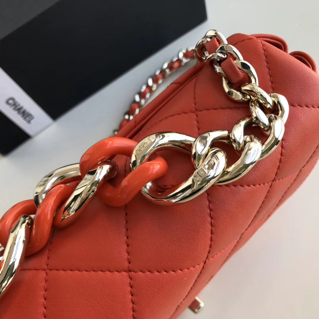 Chanel Lambskin Flap Bag &gold-Tone Metal AS1353 red