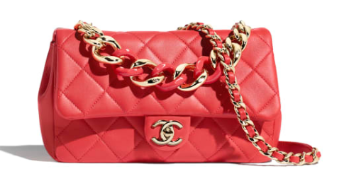 Chanel Lambskin Flap Bag &gold-Tone Metal AS1353 red