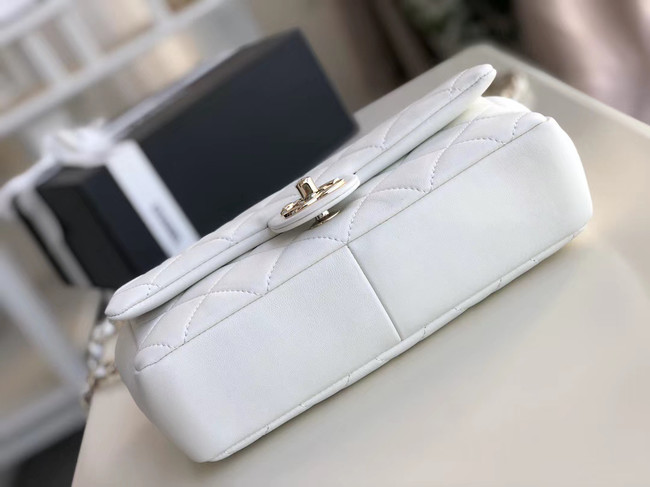 Chanel Lambskin Flap Bag &gold-Tone Metal AS1353 white