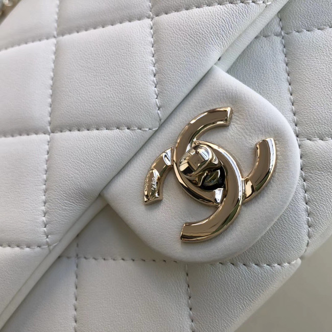 Chanel Lambskin Flap Bag &gold-Tone Metal AS1353 white