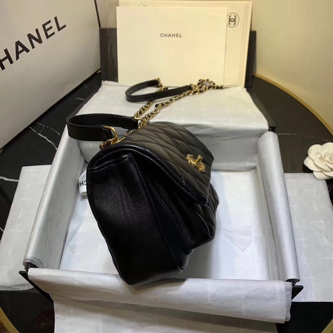 Chanel flap bag Grained Calfskin & Gold-Tone Metal AS1155 black