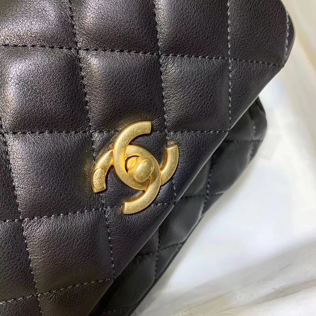 Chanel flap bag Grained Calfskin & Gold-Tone Metal AS1155 black