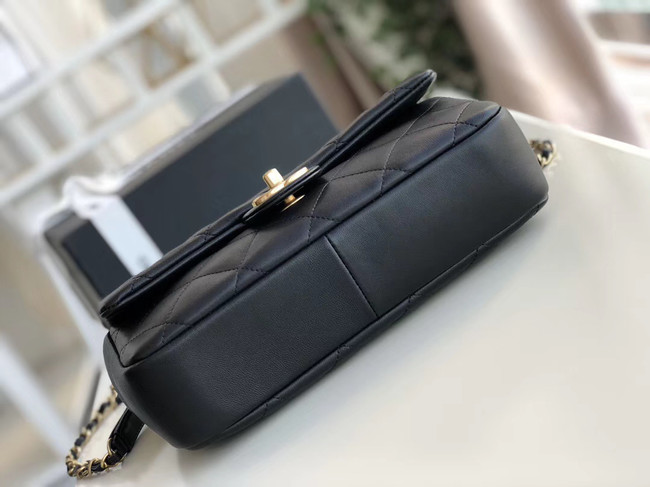 Chanel flap bag Lambskin & Gold Metal AS1358 black