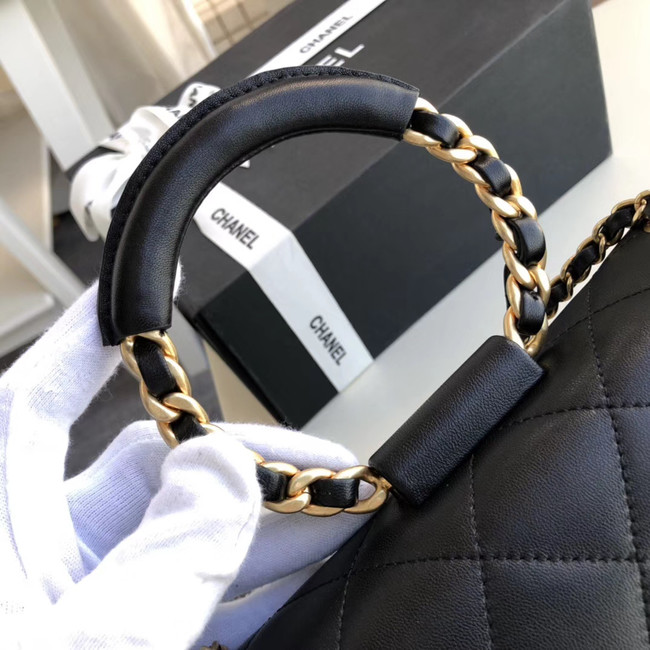 Chanel flap bag Lambskin & Gold Metal AS1358 black