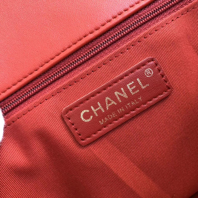 Chanel flap bag Lambskin & Gold Metal AS1358 red