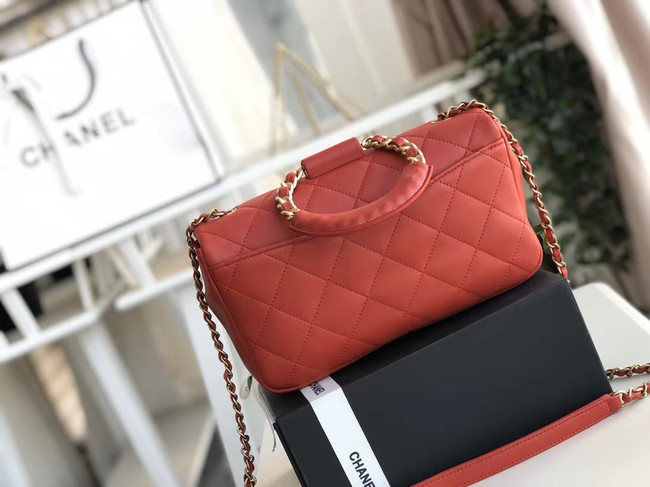 Chanel flap bag Lambskin & Gold Metal AS1358 red