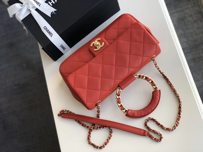 Chanel flap bag Lambskin & Gold Metal AS1358 red