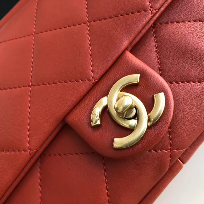 Chanel flap bag Lambskin & Gold Metal AS1358 red
