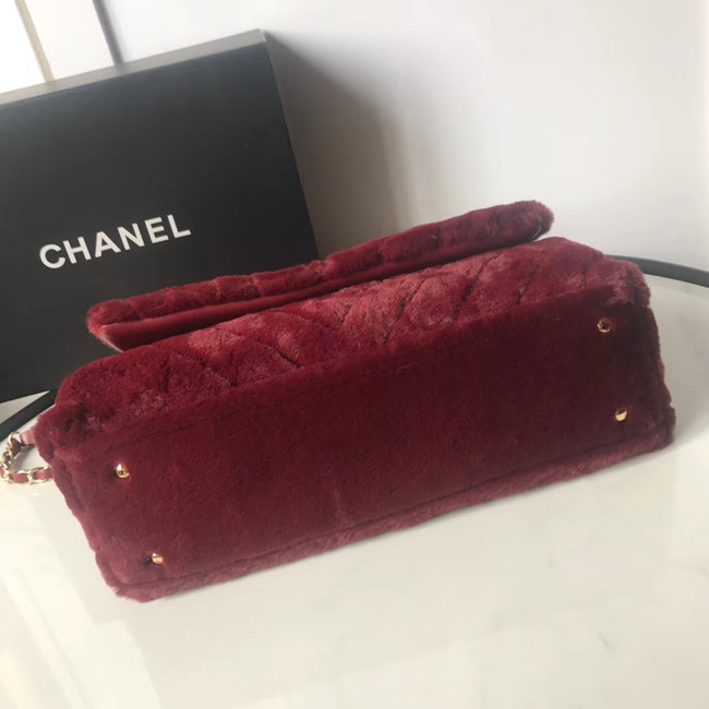 Chanel flap bag with top handle A92991 Burgundy
