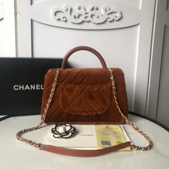 Chanel flap bag with top handle A92991 Camel