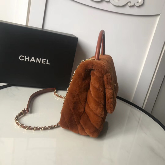 Chanel flap bag with top handle A92991 Camel