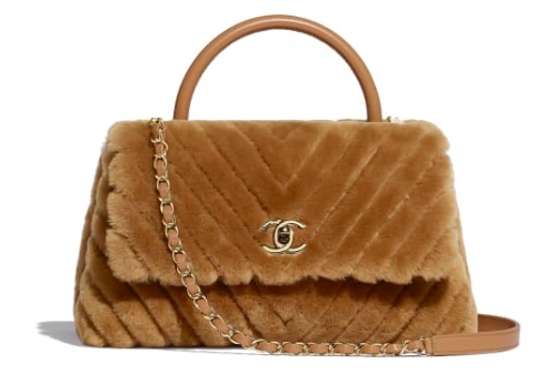 Chanel flap bag with top handle A92991 Camel