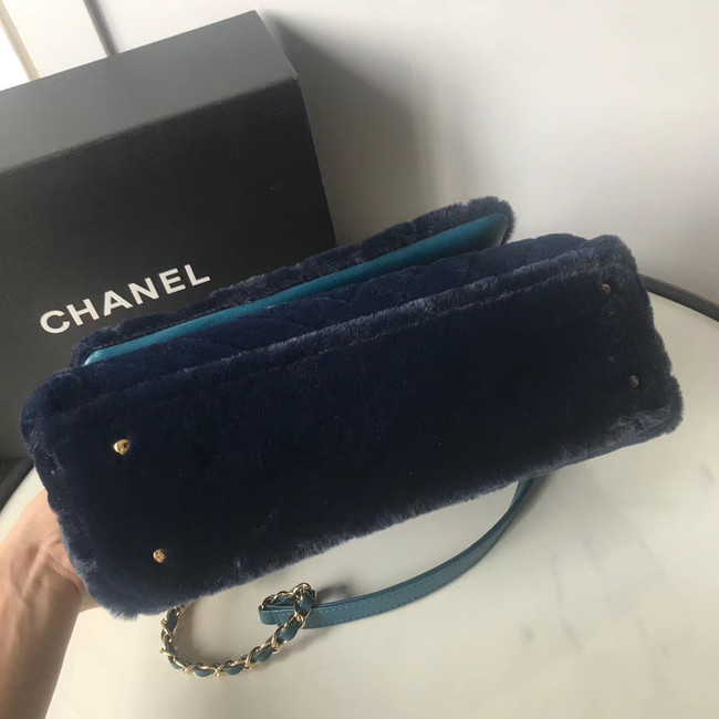 Chanel flap bag with top handle A92991 Royal Blue