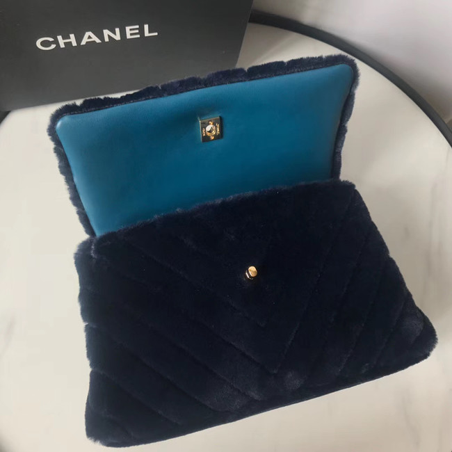 Chanel flap bag with top handle A92991 Royal Blue