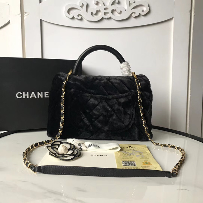 Chanel flap bag with top handle A92991 black