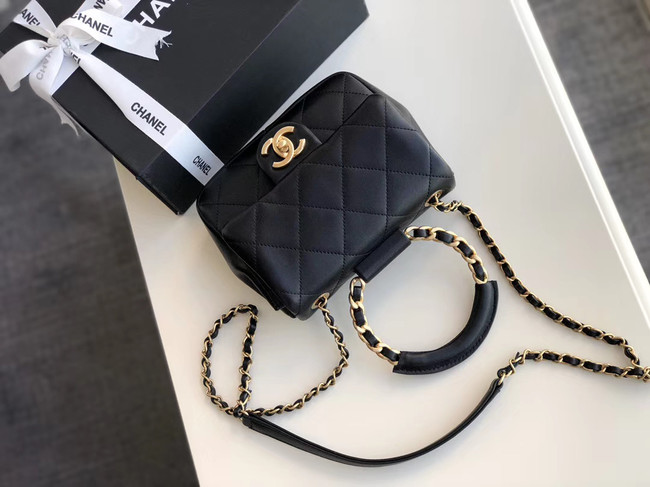 Chanel small flap bag Lambskin & Gold Metal AS1357 Black