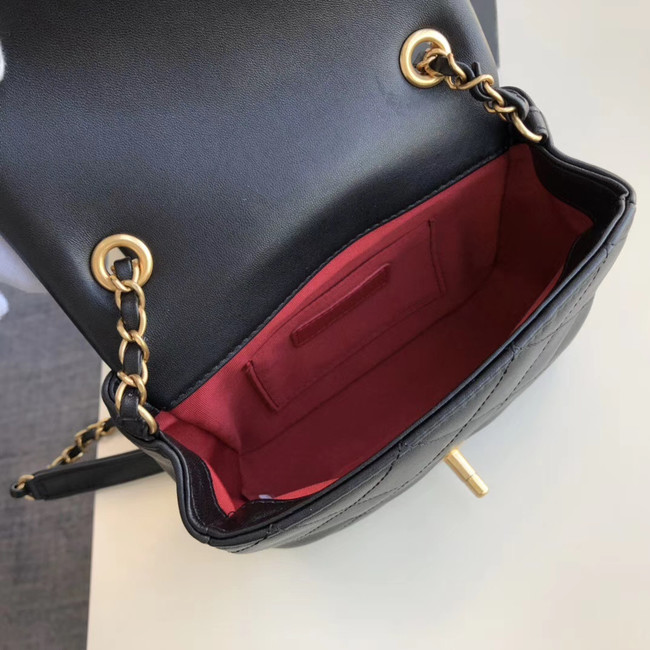Chanel small flap bag Lambskin & Gold Metal AS1357 Black