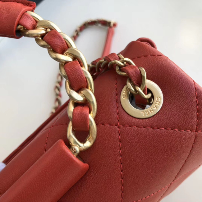 Chanel small flap bag Lambskin & Gold Metal AS1357 red