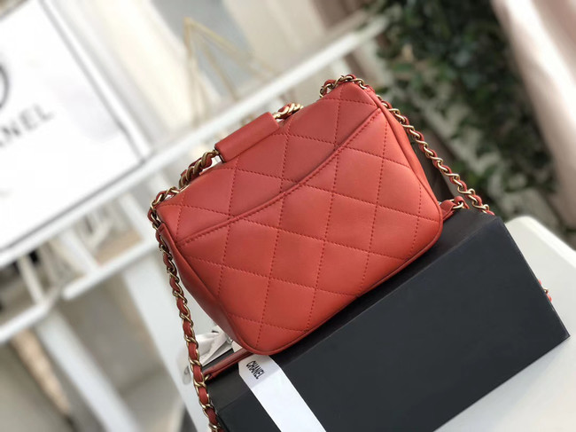 Chanel small flap bag Lambskin & Gold Metal AS1357 red